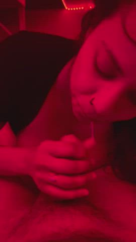 monstrous tits bj Deepthroat MILF POV Sloppy blowing Porn GIF