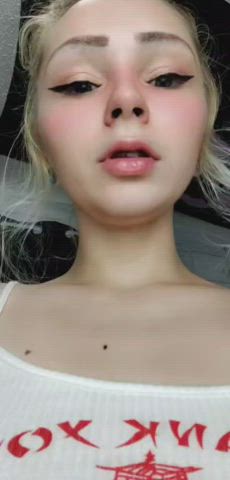 Ahegao Anime Cosplay pretty Dripping Drooling Long Tongue Spit Tongue Fetish Porn GIF