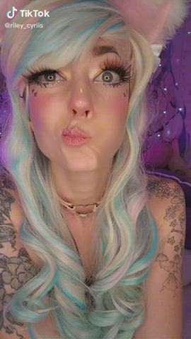 Ahegao Amateur Eye Contact Long Tongue skinny skinny Tattoo teen TikTok Porn GIF