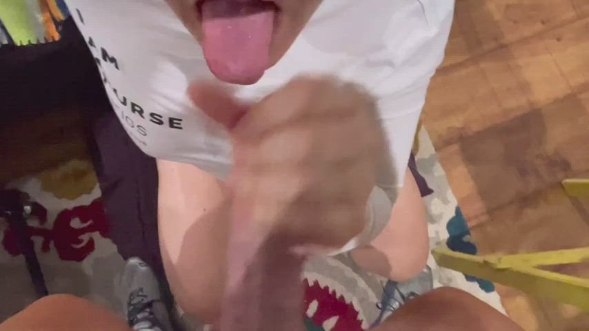 huge meat oral sex jizz Swallow Hotwife MILF Milking POV Porn GIF