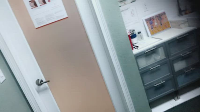 blondy Doctor Exhibitionism Exhibitionist Flashing Masturbating Office Public cunt Upskirt Porn GIF