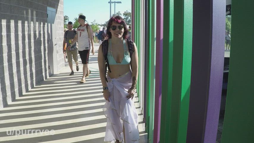 Caught Exhibitionism Exhibitionist Festival Flashing Outdoor Public vagina Upskirt Voyeur Porn GIF