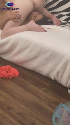 behind butt The Scenes Brunette Face Sitting Jerkmate Lesbian snatch Eating pussy Licking Porn GIF