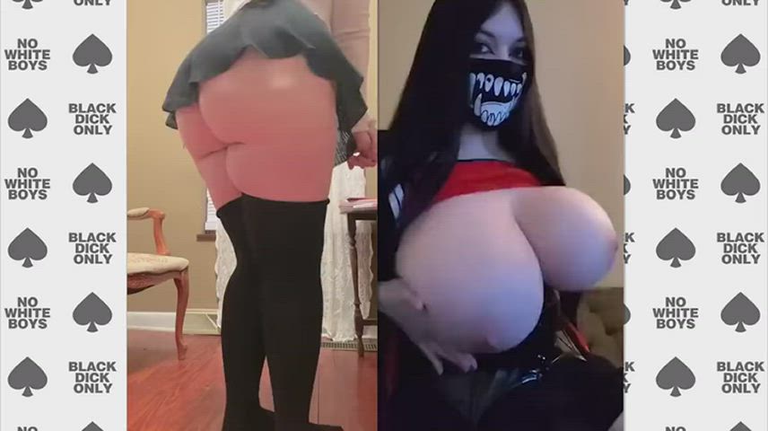 BBC Chastity Cuckold Pawg Split Screen Porn Watching Porn GIF