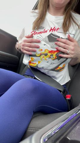 Busty Exhibitionist Flashing Homemade MILF mature Public Titty Drop ginger4play Porn GIF