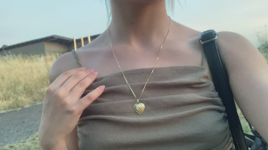 Flashing Nipples OnlyFans Public Small titties Porn GIF