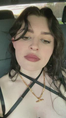 Car Car Sex cum cum In Mouth cum Swallow Exhibitionism Exhibitionist Goth Public blowing Porn GIF