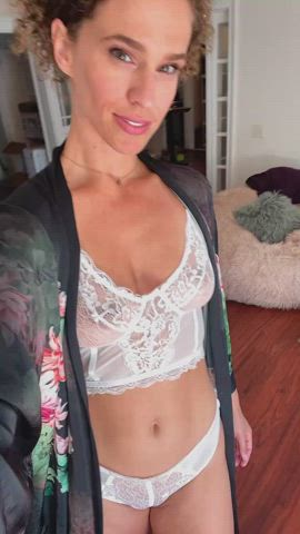 Amateur Hotwife lingerie MILF OnlyFans Perky petite undies Porn GIF