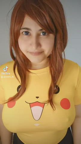 huge melons Bouncing breasts Cosplay pretty Downblouse Kawaii lady GF lady TikTok melons Titty Drop Porn GIF