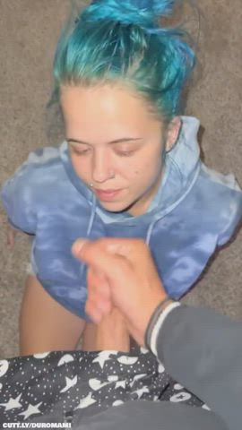 Amateur spunk Cumshot Eye Contact Facial GF Real couple sucking teen Porn GIF