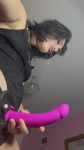 Dildo Domination Dominatrix Domme Femdom Mistress OnlyFans Spit Strap On Porn GIF