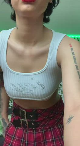 monstrous boobs Brunette Curly Hair Glasses Legs Schoolgirl Short Hair Tattoo Titty Drop Porn GIF