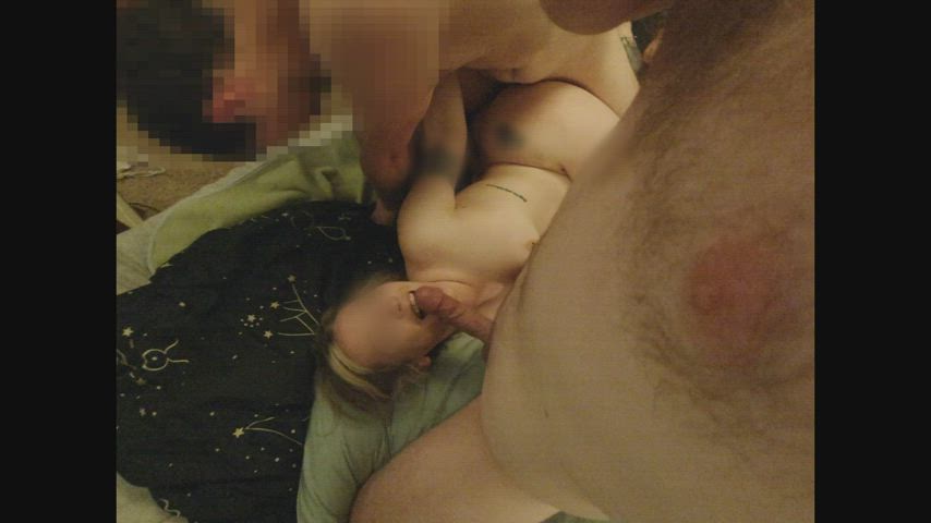 yellow-haired Creampie Hotwife MFM Real couple Sloppy threesome Vixen wifey Porn GIF