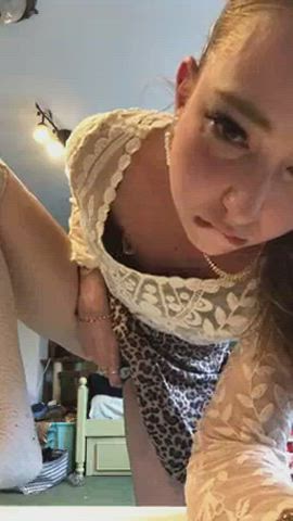 Clothed Female Homemade Moaning orgasm Solo lingerie Vibrator Porn GIF