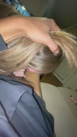 BBC blowjob Cheating Hotwife Interracial Spit swallowing Throat Fuck White chick girlfriend chick Porn GIF