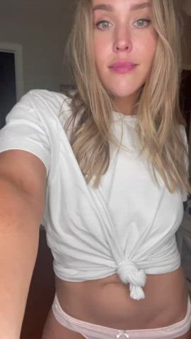 yellow-haired titties Flashing Hotwife MILF Panties T-Shirt tits Titty Drop Porn GIF