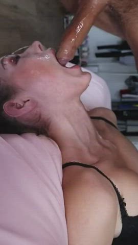 Brunette cum sperm In Mouth Cumshot Deepthroat Face Fuck Facial Forced Pornstar Porn GIF