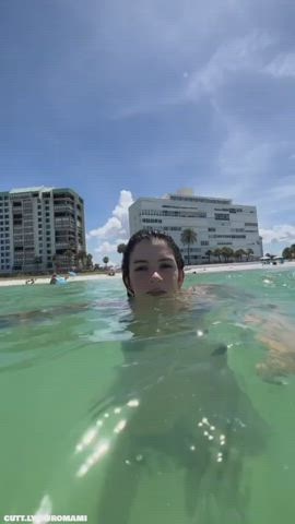 Amateur behind Beach large booty Bikini Flashing Outdoor Public Small boobs Porn GIF