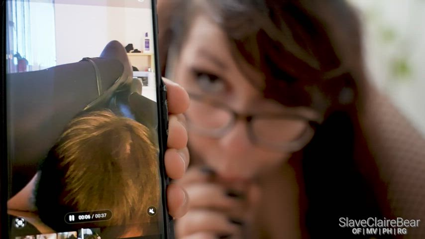 bj Cheating Chubby Cuckold cute Handjob Hotwife Vixen Watching Porn GIF