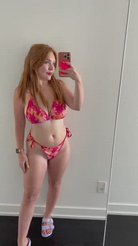 huge melons Bikini Natural breasts petite ginger head melons Porn GIF