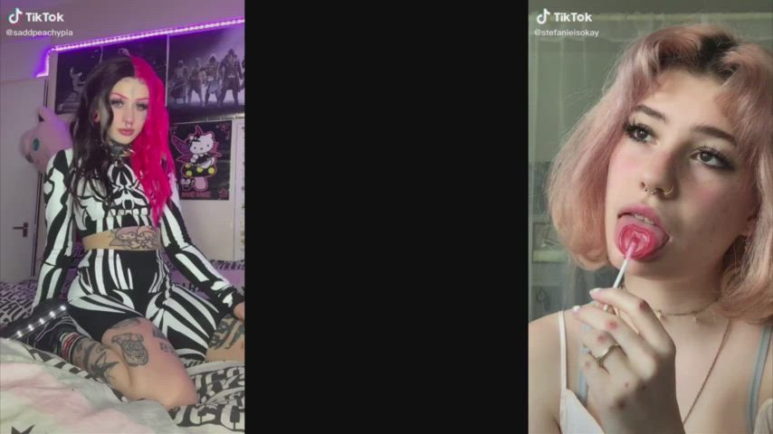Ahegao Cosplay Goth PMV Pawg Split Screen Porn TikTok Porn GIF