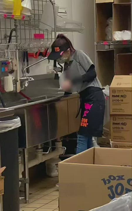 Bathroom Striptease Work Porn GIF