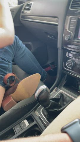 behind booty Spread Car attractive Jeans Nudity Public Thong Porn GIF