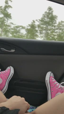 Car Caught Exhibitionism Exhibitionist Masturbating Outdoor Public vagina Voyeur Porn GIF