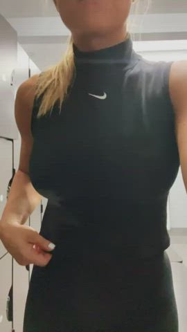 boobs Caught Flashing Locker Room Nipples Pink Public breasts Titty Drop Porn GIF