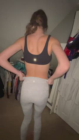 butt asshole sexy leggings Panty Peel Pink pussy twat Lips twat Spread Porn GIF