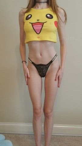 behind Barely Legal Nerd skinny pussy Stripping young Thong melons Porn GIF