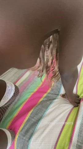 ebony Fishnet Rear pussy Porn GIF