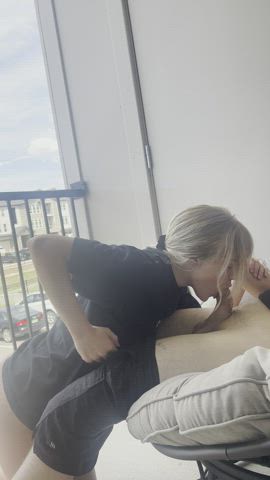 blondie blowjob College Deepthroat Gagging Outdoor Public sucking r/CaughtPublic Porn GIF