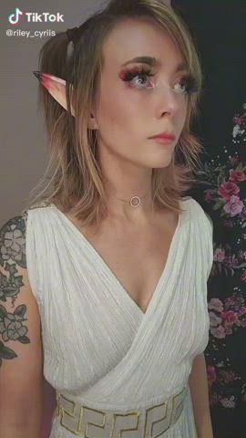 Amateur Blue Eyes Elf petite skinny Small tits young TikTok Tongue Fetish Porn GIF