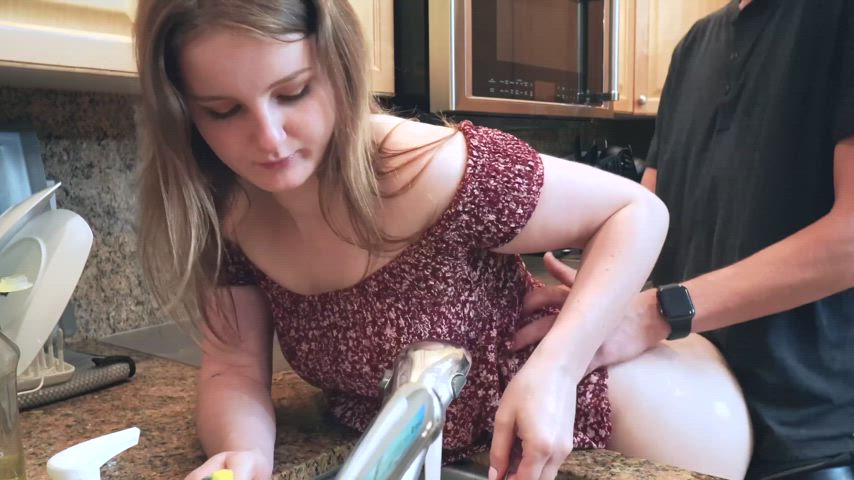 boobs Bored And Ignored Creampie cuisine snatch Porn GIF