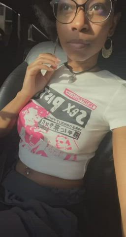 titties Car sweet ebony Flashing Glasses skinny boobies Porn GIF