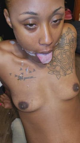 Cumshot Facial OnlyFans thin Small breasts Tattoo teenie Tiny Porn GIF