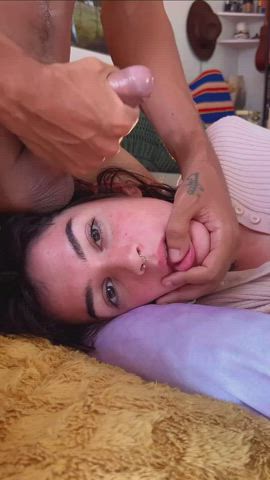 18 Years older BBC Cumshot sweet Facial Porn GIF