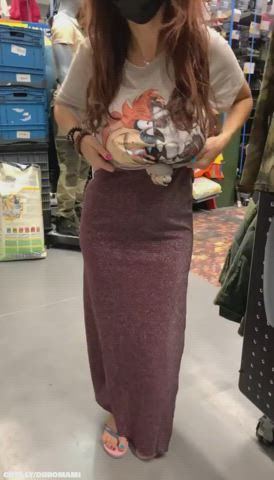 Amateur massive boobs melons Compilation MILF NSFW Outdoor Public Titty Drop Porn GIF