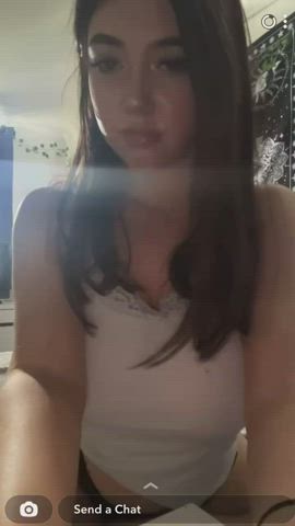 enormous boobs Brunette Busty Pale Strip teenie Porn GIF