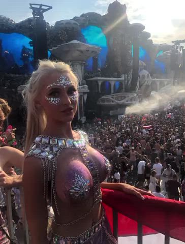 giant boobies Fake breasts Fake titties Festival Public melons Porn GIF