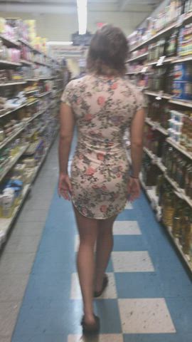 yellow-haired Exhibitionism Exhibitionist Flashing Grocery Store hairy cunt Public snatch teen Upskirt Porn GIF