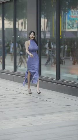 chinese monstrous titties Cleavage Compilation Dress High Heels Legs leggings Tight Porn GIF