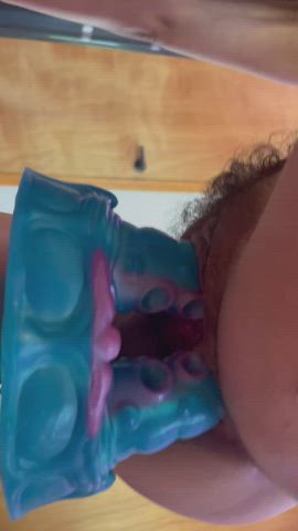 Amateur American Bad Dragon Dildo Double Penetration Long Hair MILF older OnlyFans Porn GIF