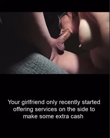 blowjob CIM Caption Cheating schlong Worship Cuckold spunk In Mouth GF ThroatPie Porn GIF