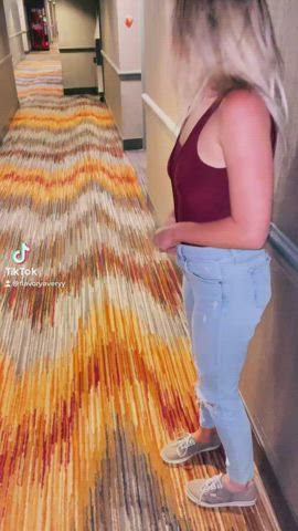 Babe yellow-haired boobs Flashing NSFW Public TikTok melons Titty Drop Porn GIF